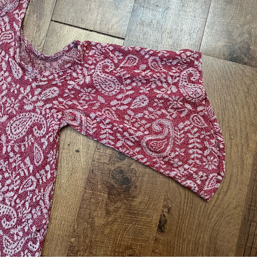 NWT lucky brand high low bell sleeve blouse top shirt women Sz 1X red white - Picture 5 of 10